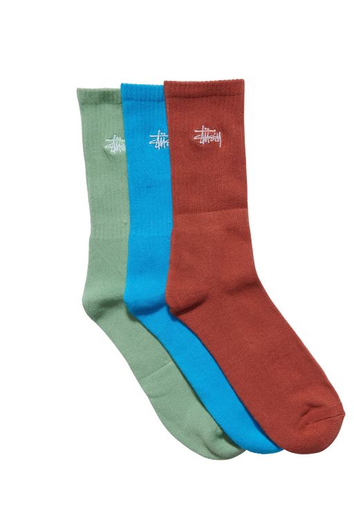 Stussy Mens Graffiti (3 Pack) Socks Green - YQMTS8605